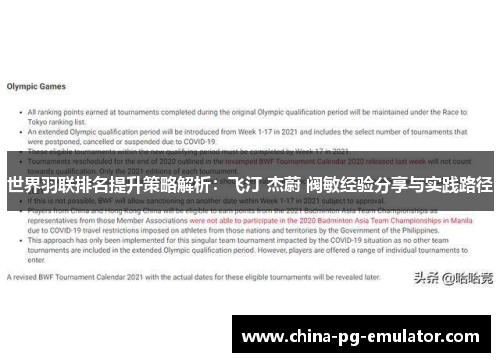 世界羽联排名提升策略解析:飞汀 杰蔚 阀敏经验分享与实践路径 世界羽联排名提升策略解析:飞汀 杰蔚 阀敏经验分享与实践路径